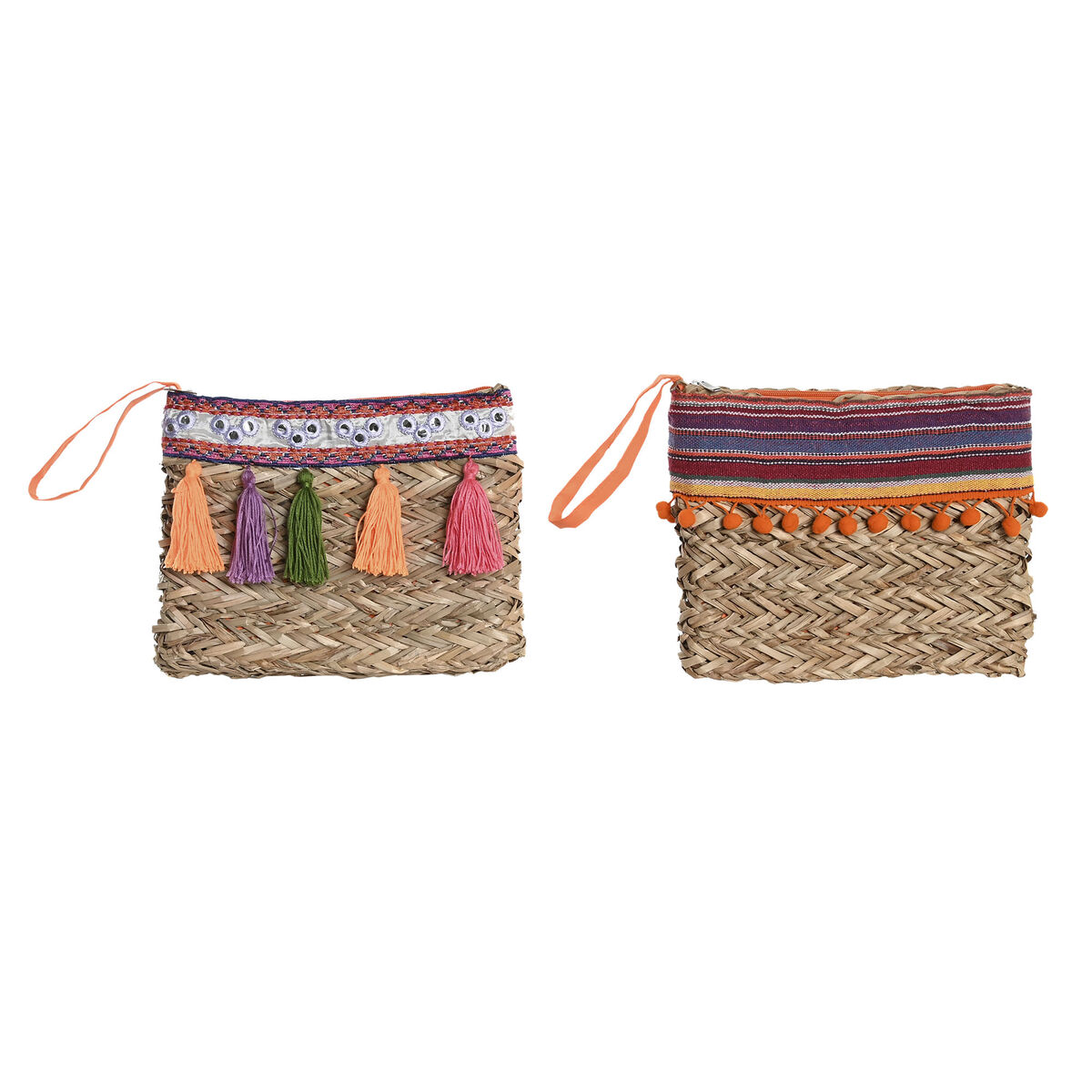 Hippie Bag DKD Home Decor Multicolour wicker (26 x 4 x 20 cm) (2 Units)